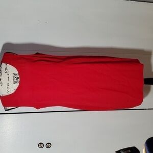 D.J Summers- Womens Cherry RED Sleeveless Sheath Style Midi Dress Sz.14P
